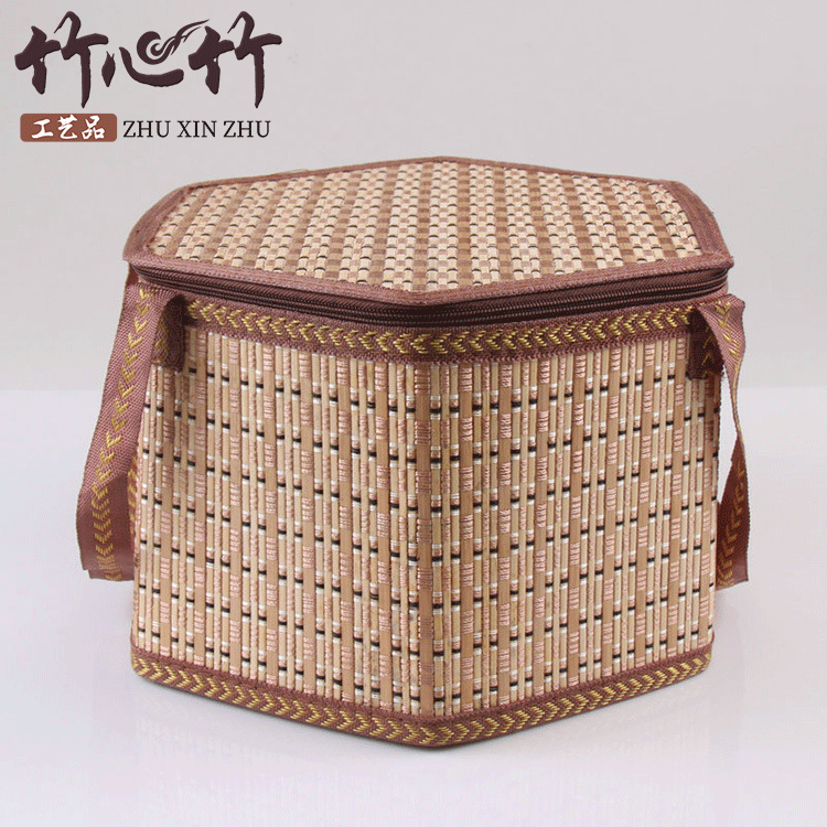 厂家手工创意竹篮工艺折叠六边竹篮礼品盒包装竹篮安吉竹包装篮