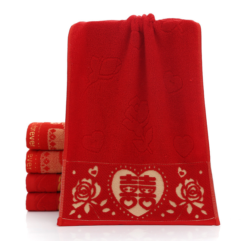 Pure Cotton wedding gift towel red wedding towel wedding red gift towel wholesale non-fading factory wholesale
