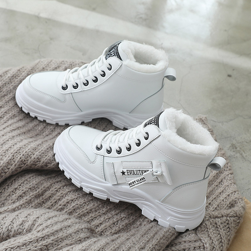 2001 For Women Fleece Lined New New Korean Style Student Versatile Warm High-Top Martin Boots Cotton Winter Shoes_voghion.com