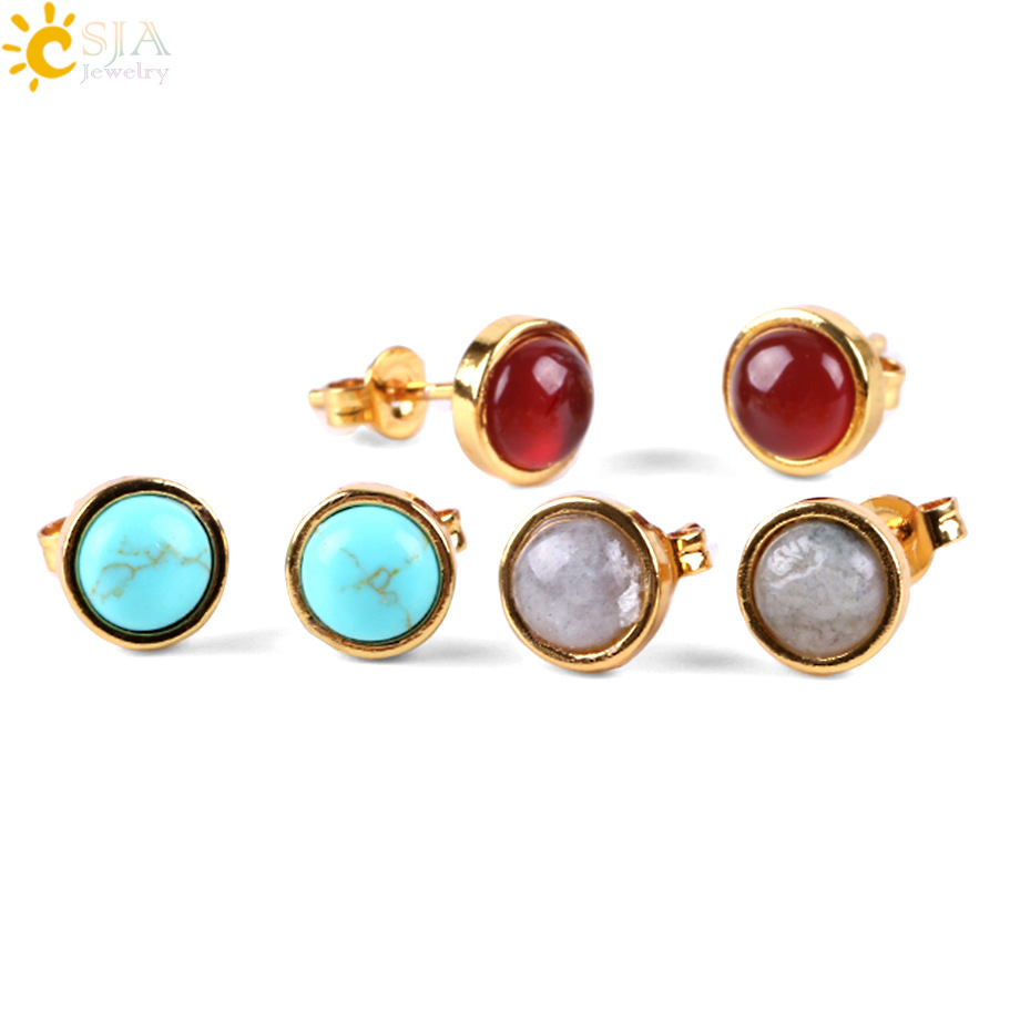 Simple Clip Earrings With Natural Multi-colour Stone And Diamonds_voghion.com