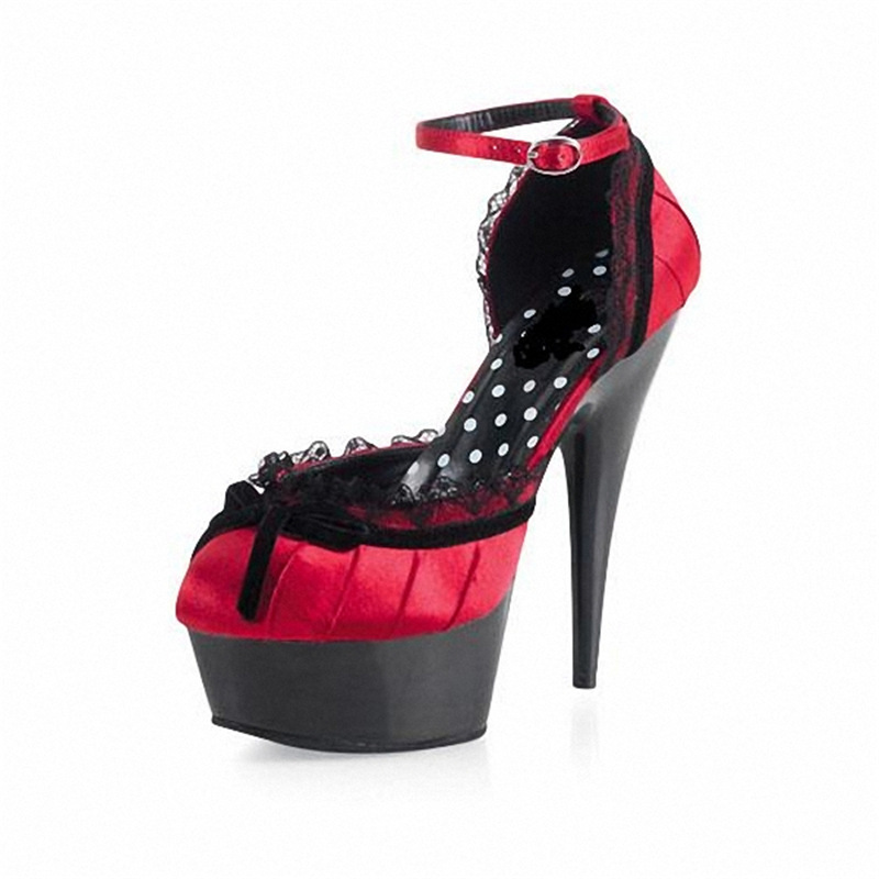 European and American summer 15cm stiletto heel gauze fashion hollow single shoes stage catwalk shoes plus size one generation