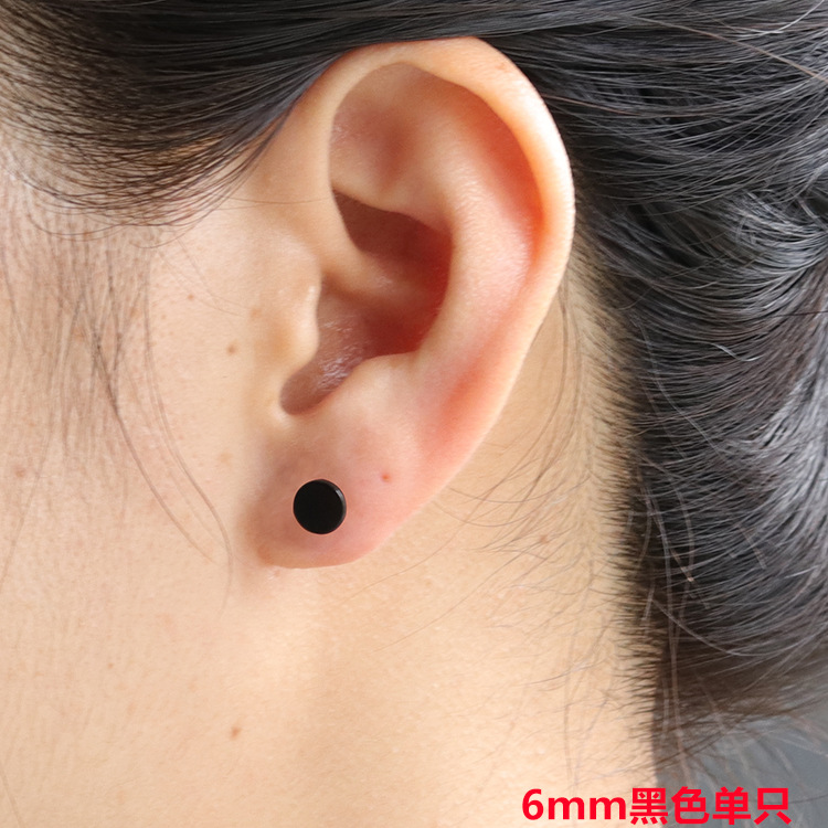 Estilo coreano de los hombres Barbell pendientes espejo pulido de acero inoxidable mancuerna pendientes hip hop personalidad ronda pastel pendientes al por mayor