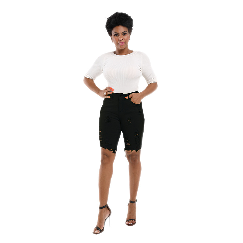 Primavera y verano nuevo Amazon Comercio exterior estación independiente caramelo color rasgado más tamaño de las mujeres jeans 2023 nuevo
