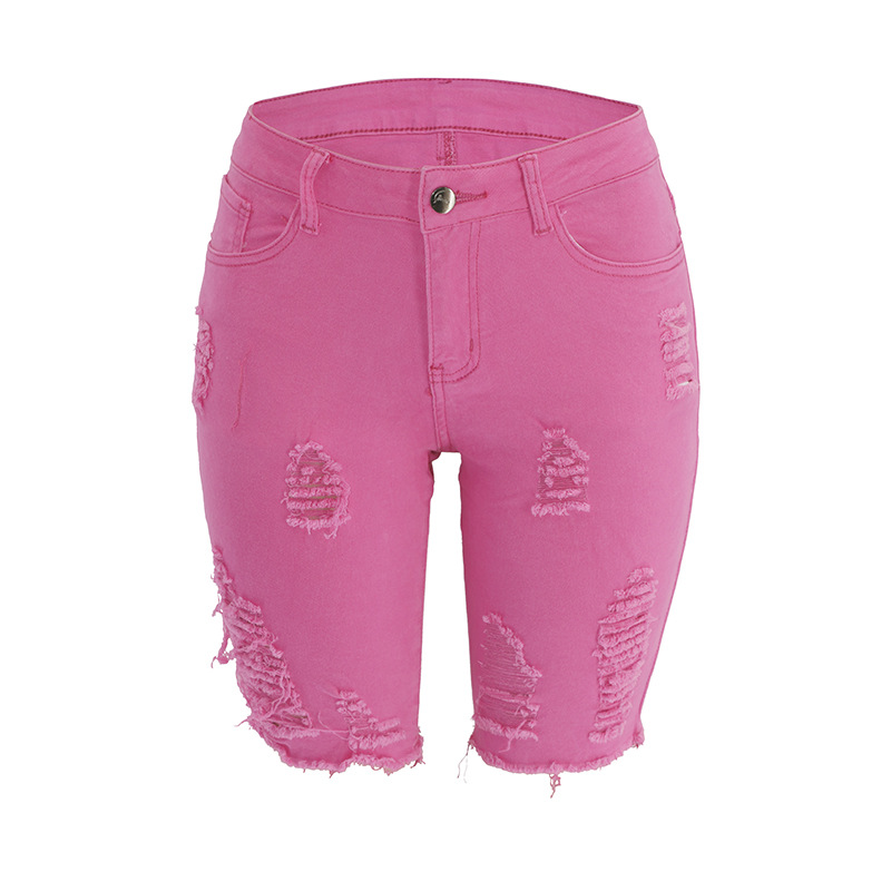 Primavera y verano nuevo Amazon Comercio exterior estación independiente caramelo color rasgado más tamaño de las mujeres jeans 2023 nuevo