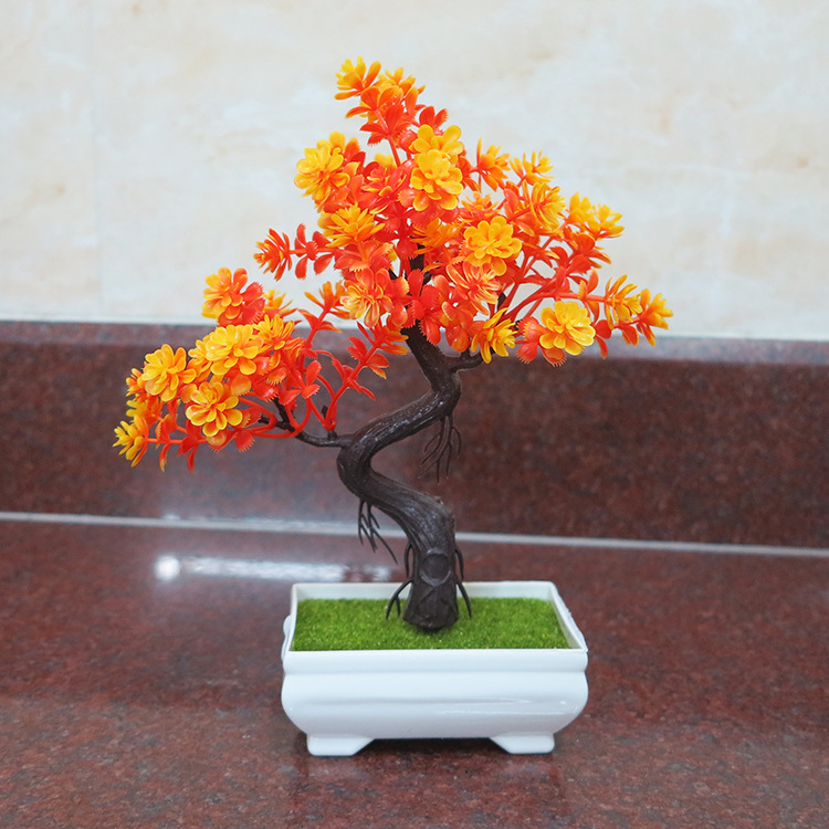 Planta artificial planta en maceta pequeña bonsai plástico flor artificial escritorio sala de estar decoración de flores artificiales al por mayor