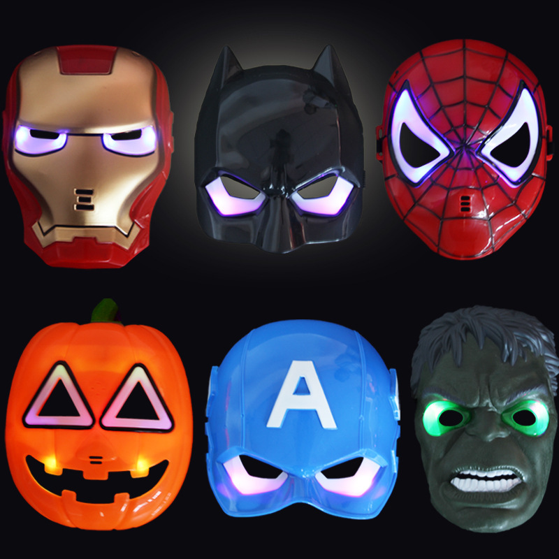 ハロウィーン子供発光マスクスパイダーマンアメリカ隊長バットマンアイアンマン緑巨人バットマンシールド|undefined