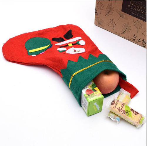 Large Gold Thread Sticker Christmas Socks Non-woven Santa Claus Sock Gift Bag Christmas Decorations Hanging Socks