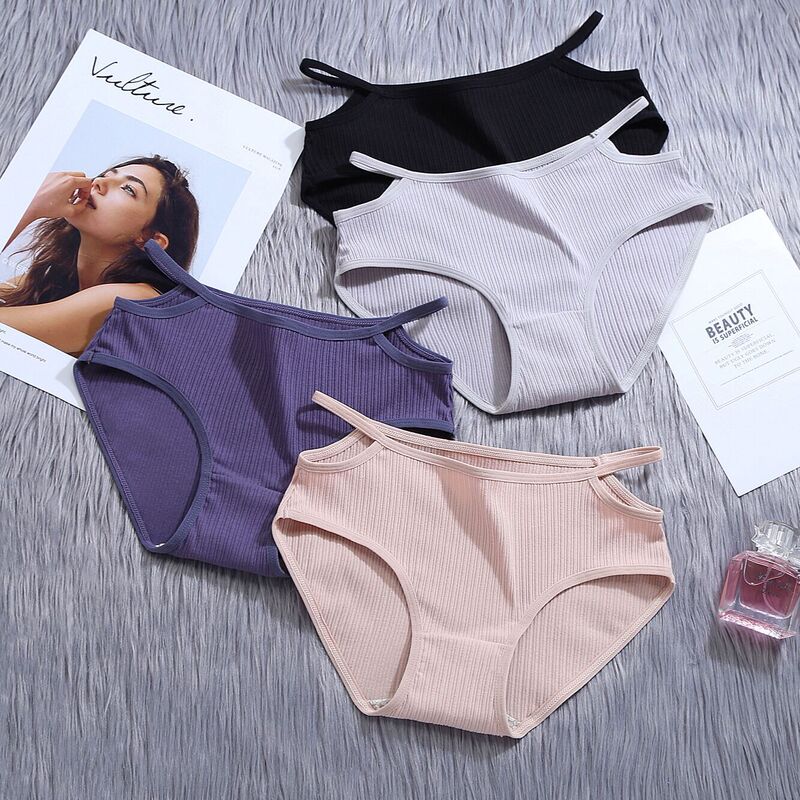 Women's Underwear Women's Cotton Stall New Lace-up Mid-waist Seamless Sexy Thread Cotton Thin Strap Breathable Girl's Briefs Women's Underwear Women's Cotton Stall New Lace-up Mid-waist Seamless Sexy Thread Cotton Thin Strap Breathable Girl's Briefs