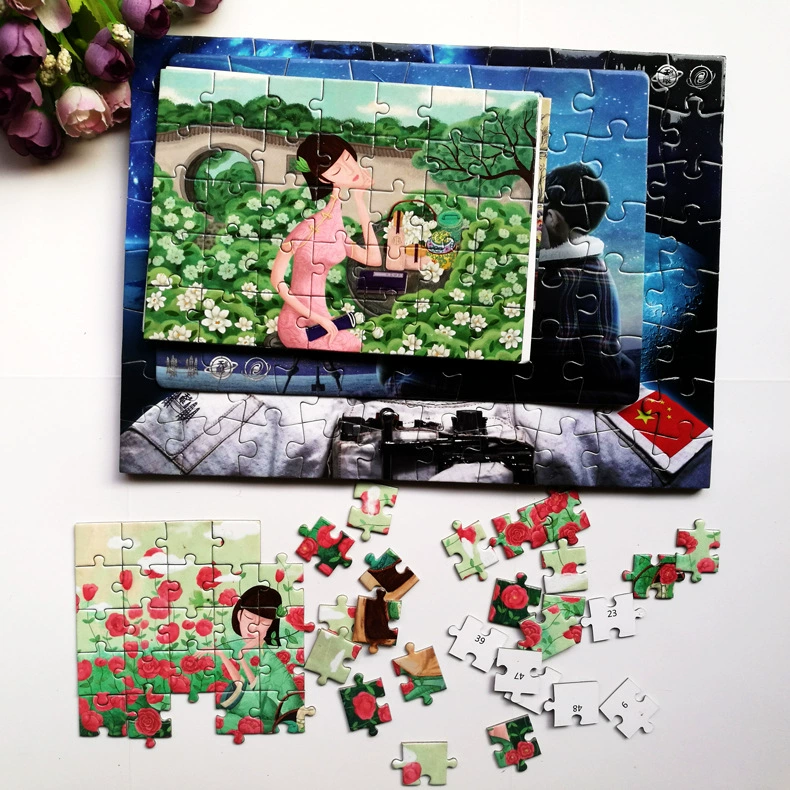 Подгонянные фабрикой плоские Пазлы Мультфильм Ретро однослойные бумажные Детские пазлы индивидуальный рисунок логотипа для печати