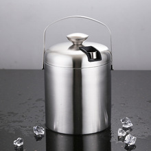 304不锈钢双层冰桶冰夹斜口啤酒桶杯亚马逊酒吧保温冰桶