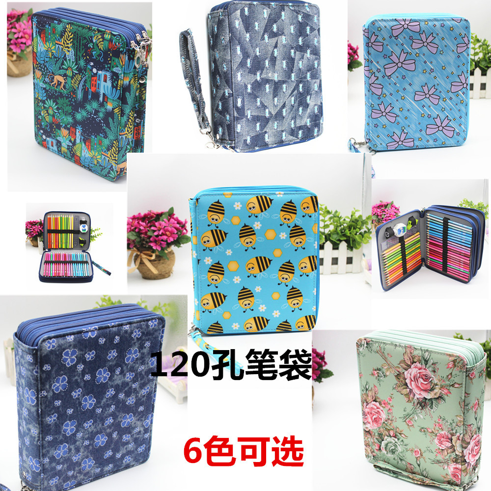 2023 Amazon nueva caja de lápiz de gran capacidad 127 agujeros arte pintura suministros bolsa de almacenamiento estudiante bolsa de lápiz