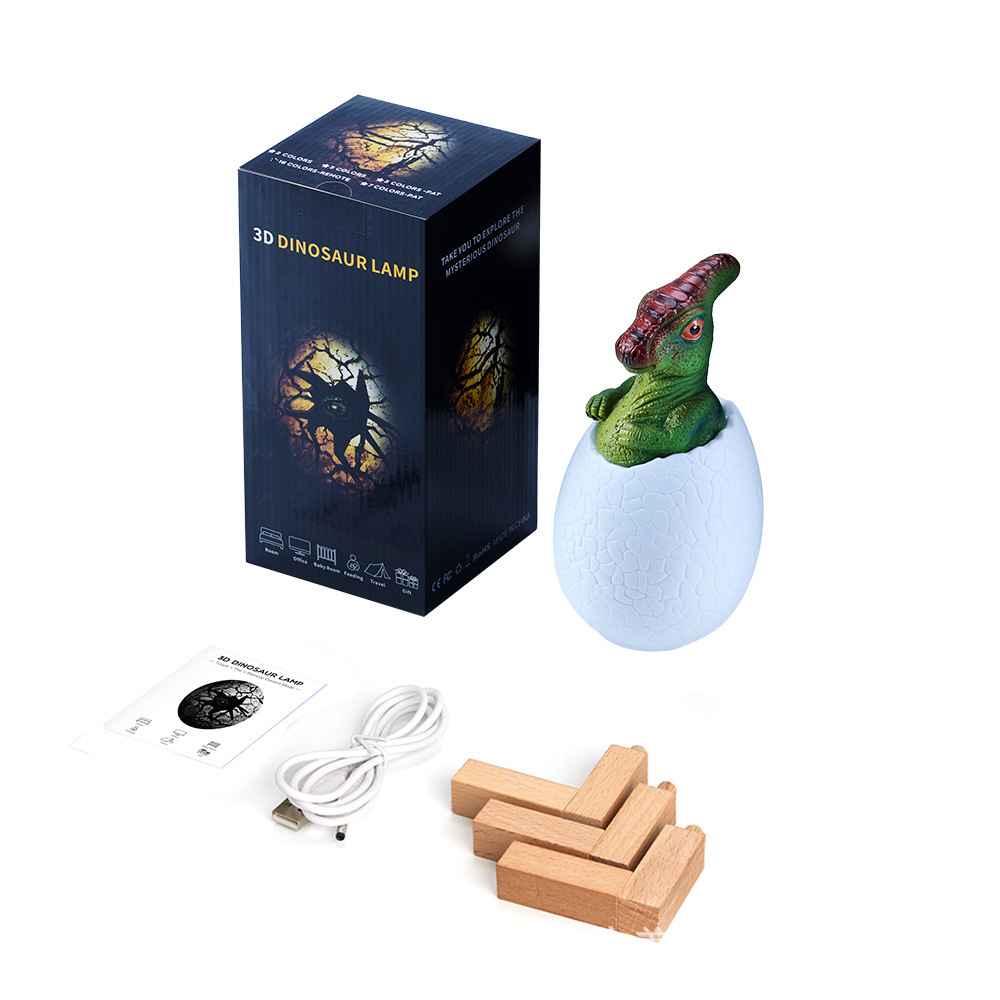 Luz de noche 2023 transfronteriza nuevo 3D dinosaurio huevo luz Navidad nuevo exótico regalo creativo lámpara de cabecera de carga