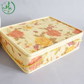 方形编制竹篮元旦春节印花礼品盒大闸蟹包装鸡蛋盒土特产端午礼品