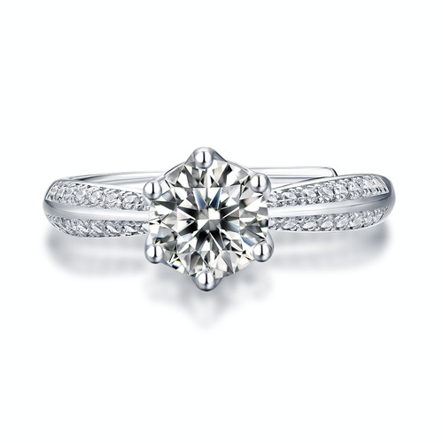 s925 silver moissanite half wall Jiangshanhao inlaid ring silver plated 18K gold women's trendy half arm ring live delivery
