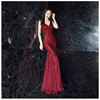 Long nail sequins, spring evening dress, V-neckline, "fish tail" cut, trend of season, new collection, graduation party