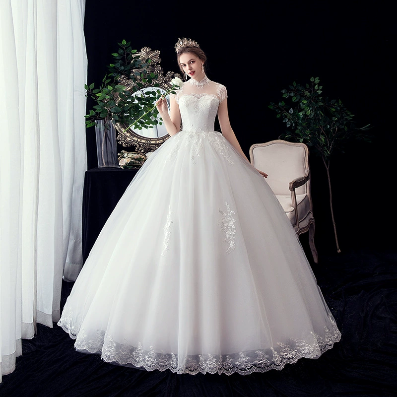 Свадебное платье невесты слим-стойка-однорукавное кружевное ball gown, плюс размеры S–26W