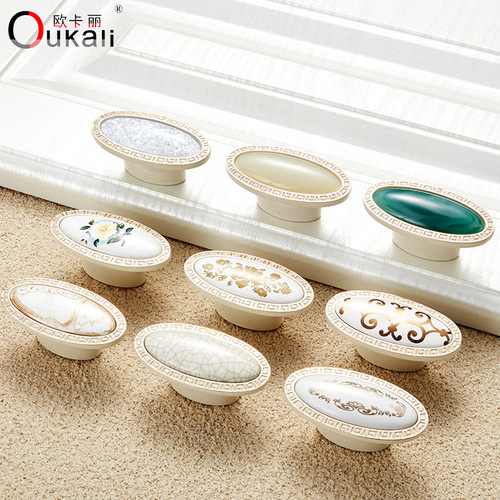 Okary ceramic handle, furniture and bathroom handle, zinc alloy ivory white jade handle, kitchen cabinet handle