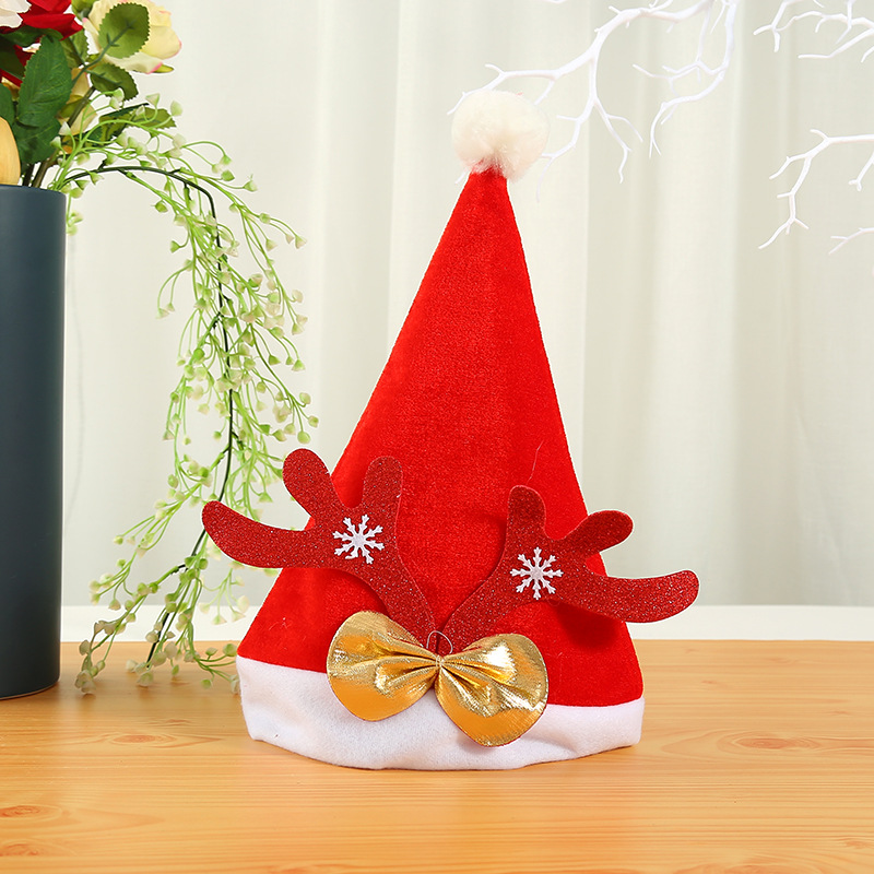 Nuevo gorro navideño rojo grueso para adultos, decoración navideña con cuernos para fiestas infantiles