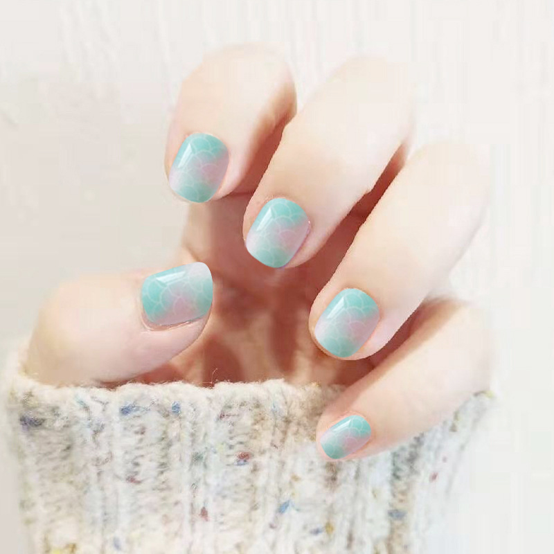 Ventas transfronterizas en caliente interesantes manicuría infantil azul rosa adorable patrón de uñas parches lindos conejos azul rosa para usar uñas
