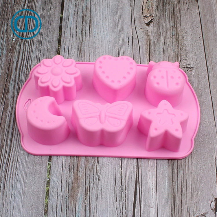 Силиконовая форма для moon cake, форма для шоколадного льда, пудинга из фруктов, желе, 6 последовательных узоров насекомых и других