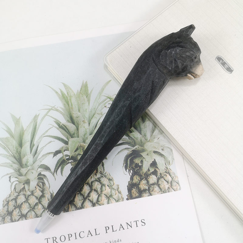 Jirafa elefante lindo animal de dibujos animados pluma tallada a mano creativa pluma de madera talla de madera pluma de gel DIY