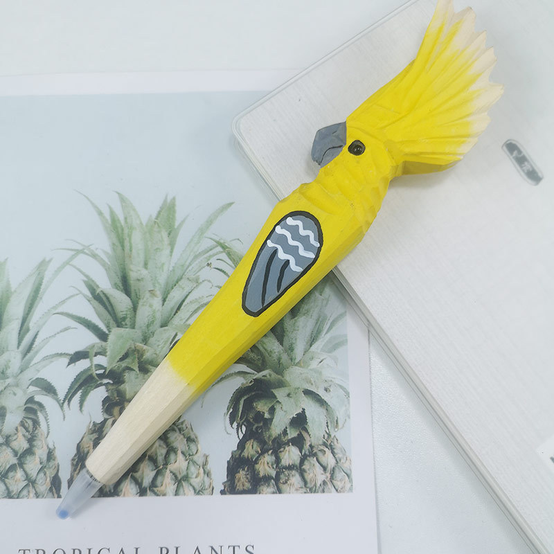 Jirafa elefante lindo animal de dibujos animados pluma tallada a mano creativa pluma de madera talla de madera pluma de gel DIY