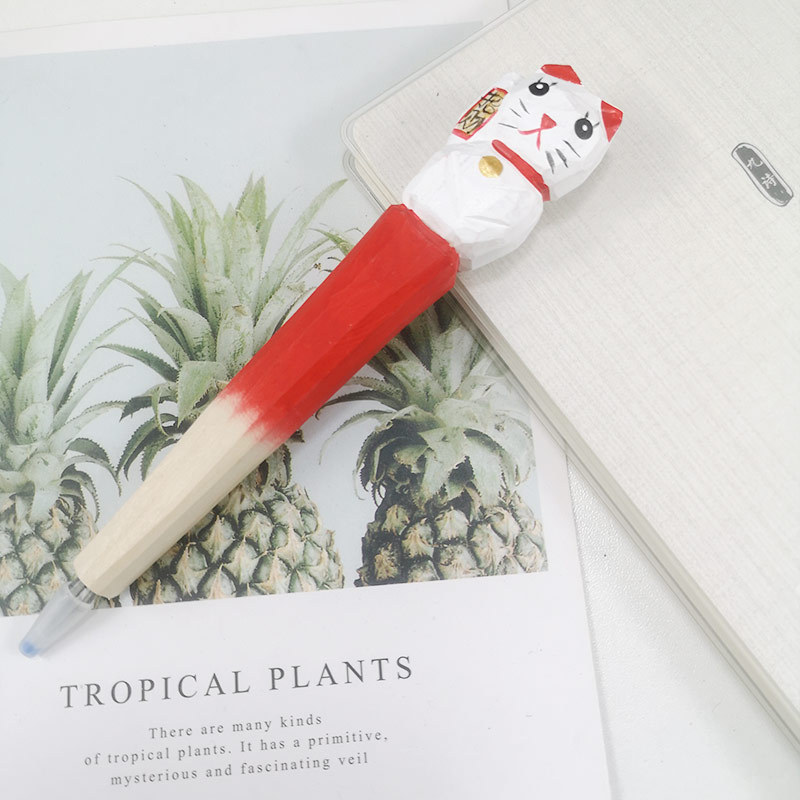 Jirafa elefante lindo animal de dibujos animados pluma tallada a mano creativa pluma de madera talla de madera pluma de gel DIY