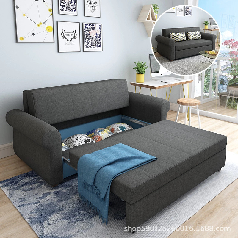 Sofá cama moderna multifuncional plegable sala de estar pequeña sala de estar tela de doble uso desmontable y lavable almacenamiento sofá cama