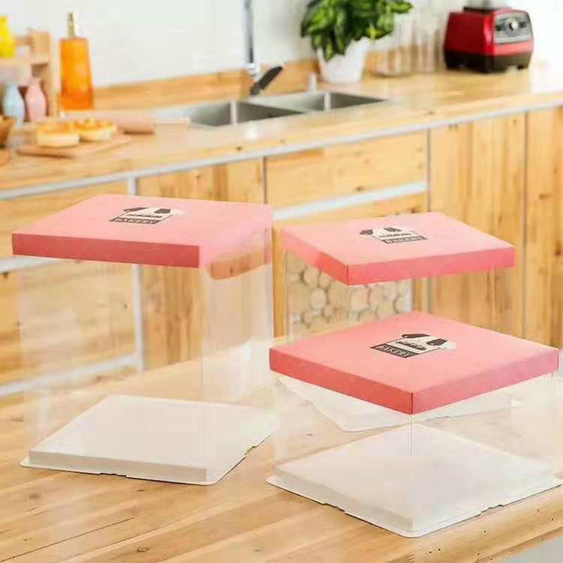 高透明生日蛋糕盒 透明蛋糕盒4寸6寸8寸10-14寸双高蛋糕盒批发