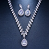 Fashionable zirconium for bride, set, accessory, jewelry, European style, wedding accessories