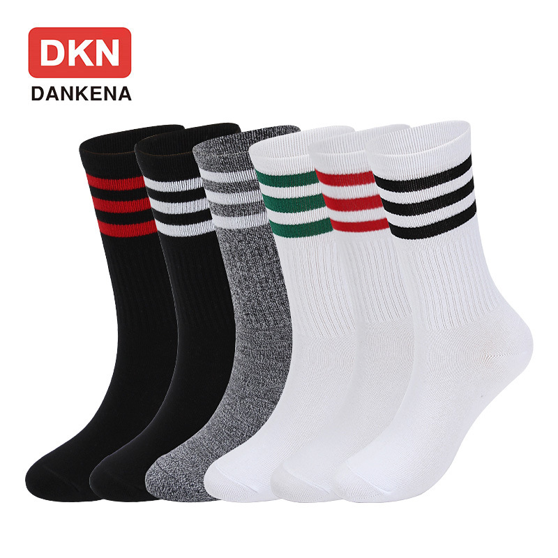 Chaussettes de sport en coton à rayures noires et blanches pour couple, nouvelle collection automne-hiver 2025d, mi-mollet, pour étudiants, lettres, skateboard_voghion.com