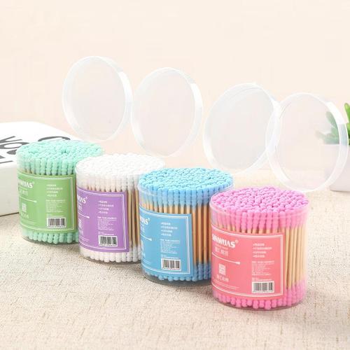 Spiral head colorful cotton swabs cotton swabs pointed round head cotton swabs for ear removal double-headed makeup cotton swabs wholesale