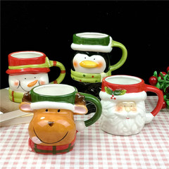 Cute Cartoon Ceramic Christmas Gift Cup Elk Mug Children's Holiday Gift Santa Claus Coffee Cup
