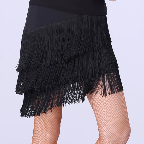 Black three-layer diagonal skirt (single skirt)