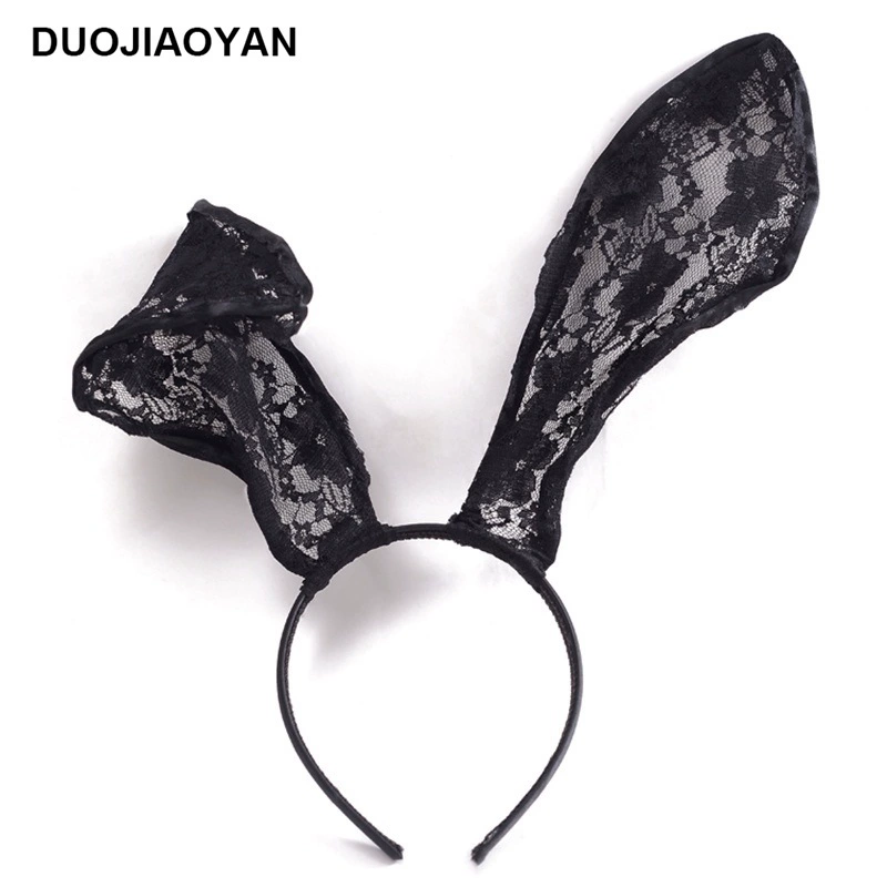 Headband Red Rabbit Lace Ears, Handmade Hair Accessory, High-Quality Graduation Party Style