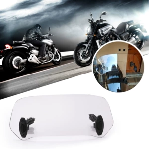 Motosiklet Aksesuarları Ön Külək Şüşəsi Tənzimlənən Hündürlük PC Yağış Qalxanı