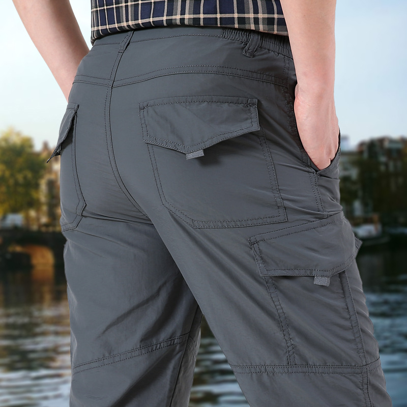 Pantalones de secado rápido para hombres Otoño e Invierno pantalones de senderismo al aire libre overoles multibolsillos con forro polar pantalones de hombre sueltos más tamaño pantalones Rush