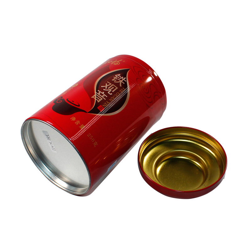 lata de estaño lata de té redonda hierro guanyin té negro caja de hierro empaquetado general comida metal lata de hierro barril