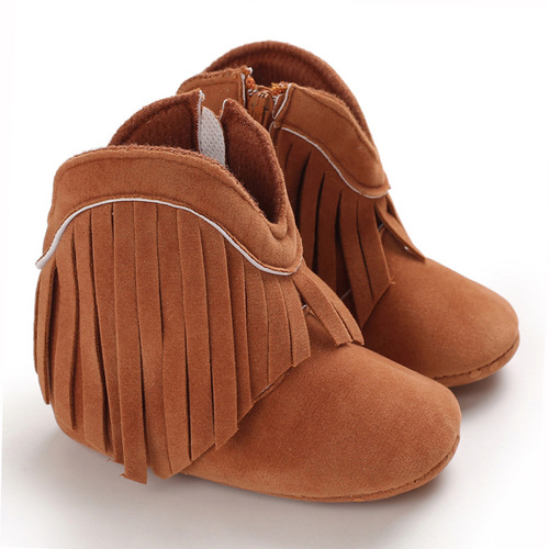 Fashion 0-1 year baby shoes with tassel decoration, for girls, baby boots, learning to walk shoes, baby shoes