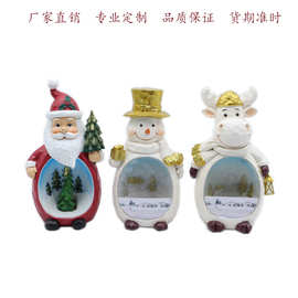 树脂工艺品 圣诞老人鹿帽子微景观摆件批发 圣诞节派对礼物