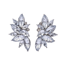 新款欧美风耳环 合金镶钻水滴锆石耳钉 穿珠耳饰工厂批发