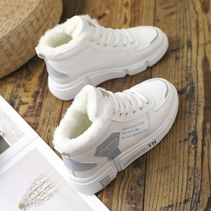 Bottes courtes d'hiver polyvalentes en coton pour femmes, style coréen, color block, semelle épaisse, doublure polaire, collection 2019_voghion.com