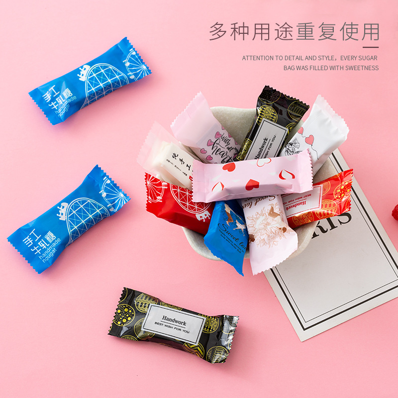 Bolsa de embalaje de turrón punto transparente leche caramelo embalaje interior toffee turrón bolsa pequeña máquina de dulces bolsa de sellado