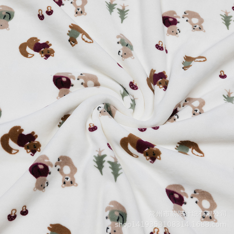 棉印花天鹅绒 克重240 宽170cm 服装家纺玩具枕套面料