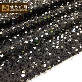 时尚秋冬女装绒布底亮片面料 珠片绣花面料 亮片布料 珠片绣
