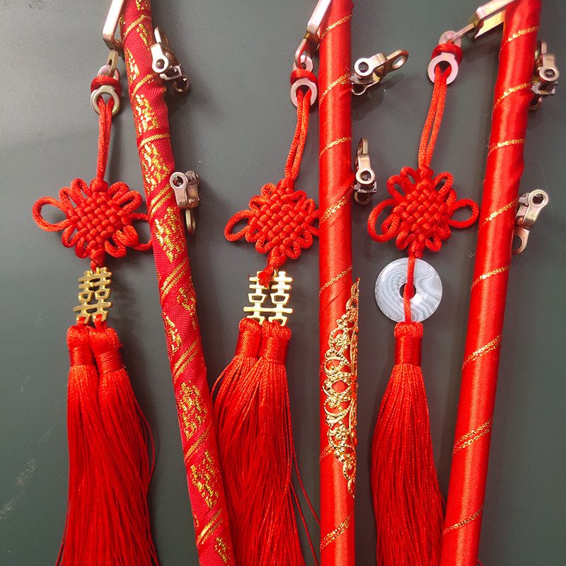 婚慶用品中式婚禮道具秤桿稱心如意紅色喜棒挑紅蓋頭稱杆吊墜喜稱