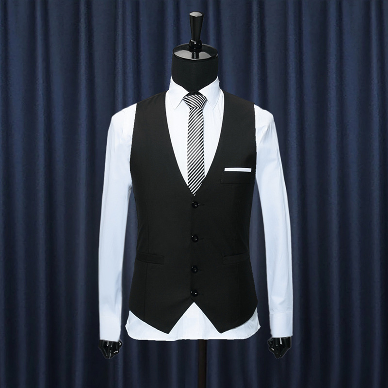 Foreign trade Men's waistcoat waiter overalls suit black waistcoat groomsman clothing formal waistcoat men's wholesale