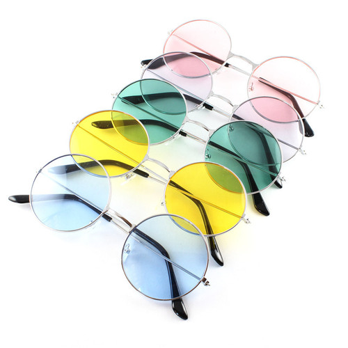 Metal round sunglasses, ocean lens, Korean style men's and women's glasses frames, retro sunglasses 3026