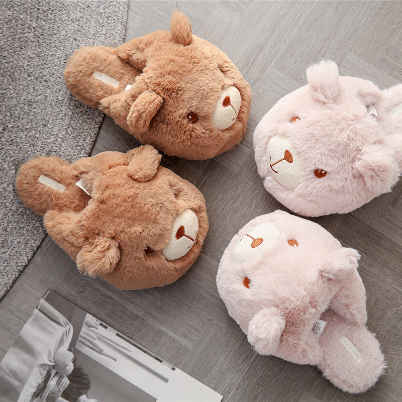 halluci winter new warm three-dimensional bear head indoor home shoes Nordic wind waterproof slippers