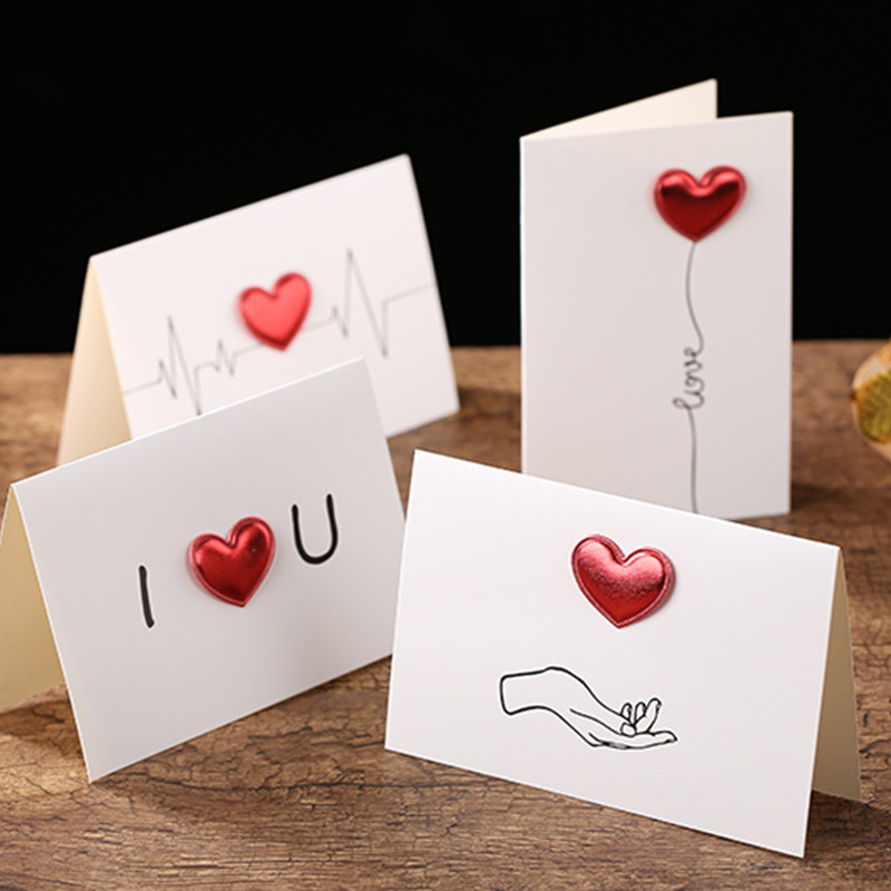 520 Valentine's Day greeting card Thanksgiving handmade small card printing blessing thank you love jump message with envelope